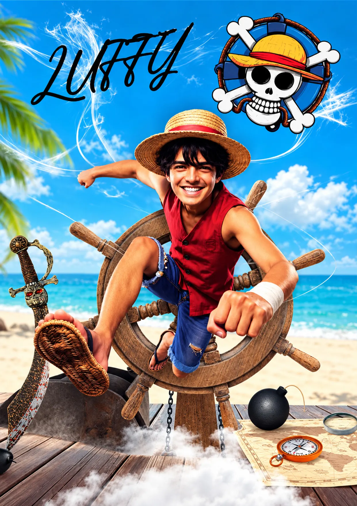 Personaje inspirado en Luffy en Anime Fantasy Show del circo en Valencia