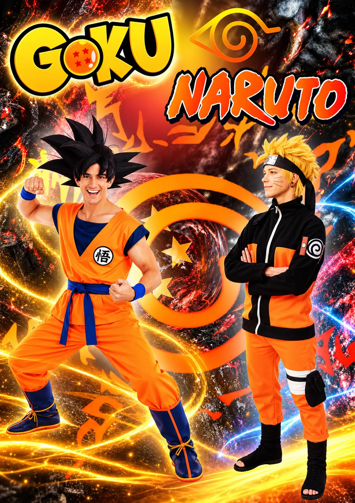 Personajes inspirados en Goku y Naruto en Anime Fantasy Show Valencia